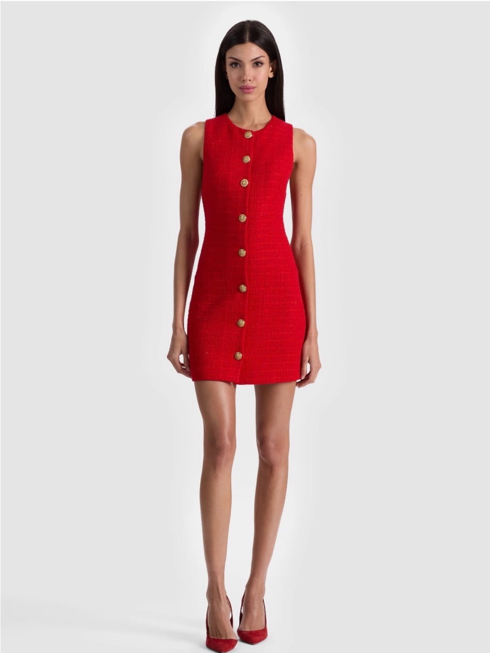 ALICE + OLIVIA

Cade Tweed Button-Front Minidress